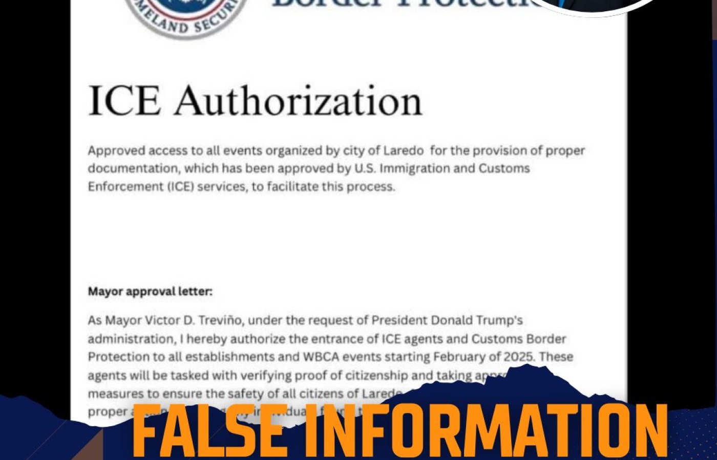 False Claims on Authorization of ICE Agents at Public Events 