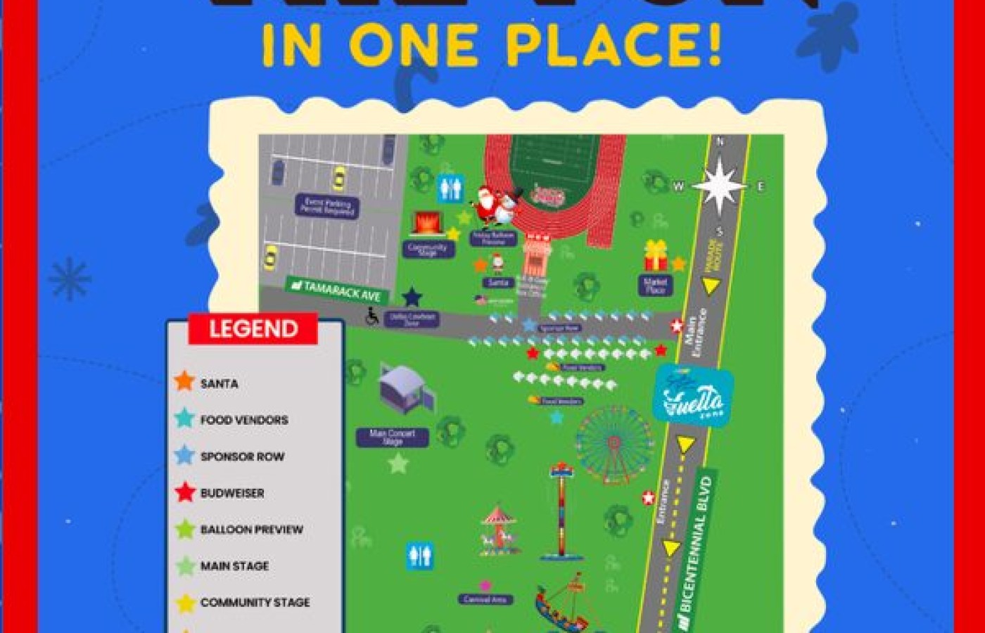 Mapa de los sitios importantes del Desfile de Navidad