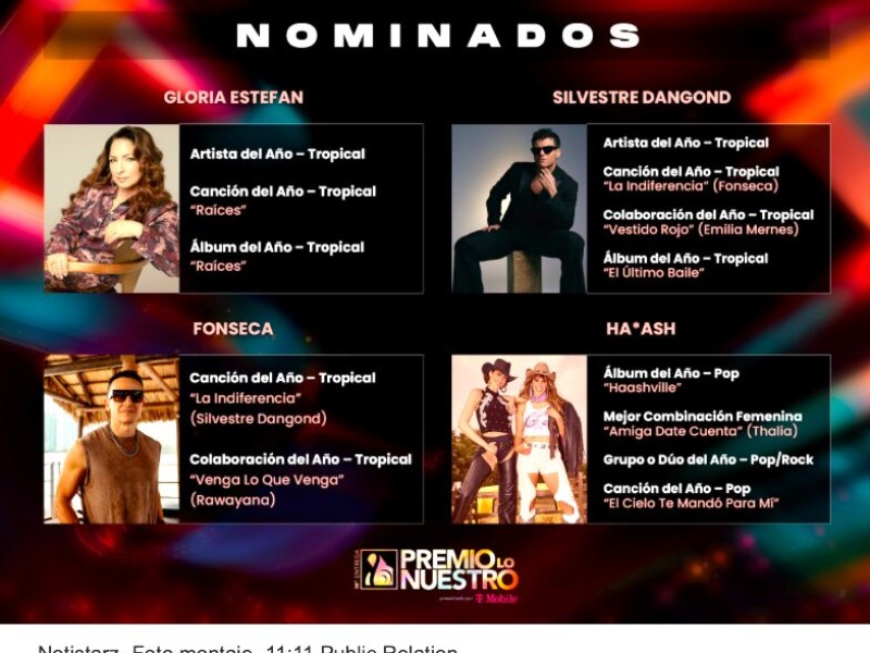 Celebran nominaciones Gloria Estefan, Fonseca, Silvestre Dangond y Ha Ash a Premio Lo Nuestro 2026