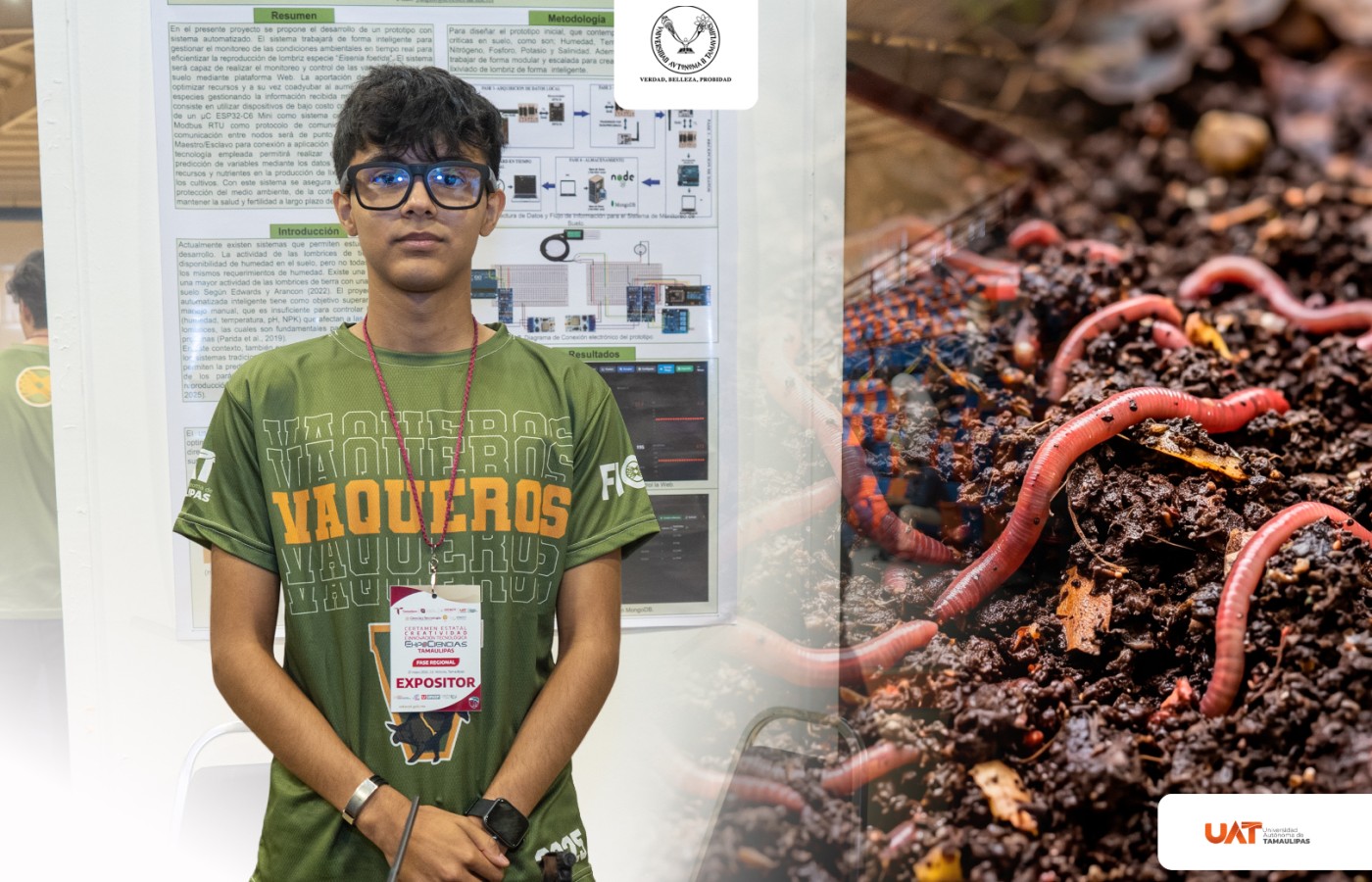 Estudiante de la UAT desarrolla prototipo con IA para optimizar la lombricultura a bajo costo