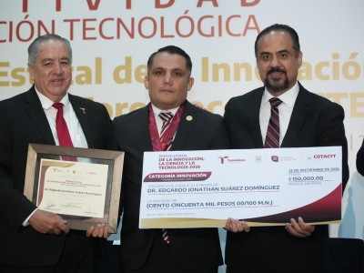 Entregan a investigador de la UAT el Premio Estatal de la Innovación 2026